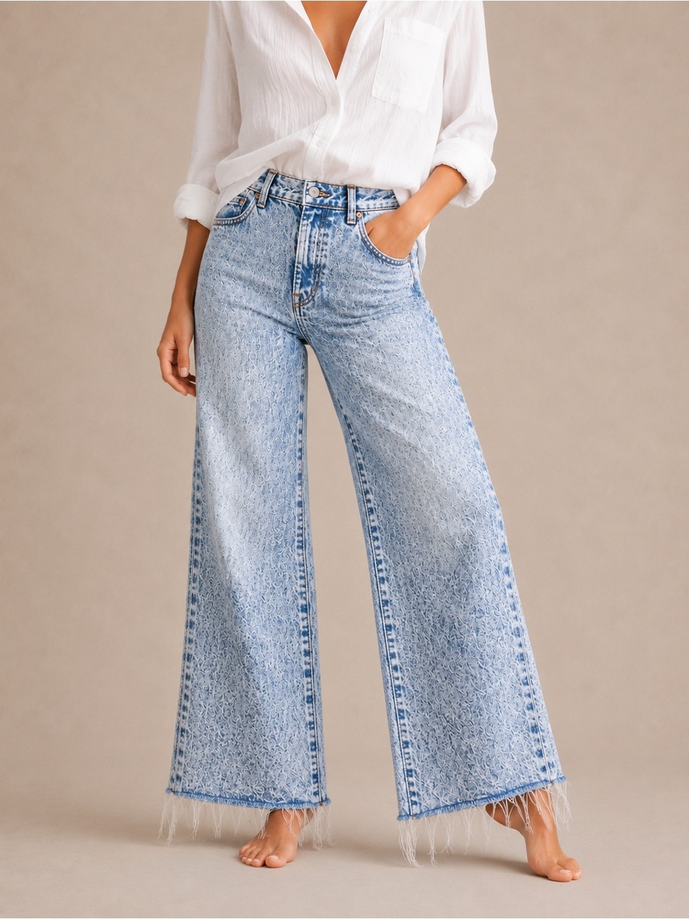Veronica Beard Carly Kick Flare High Rise Jeans Acid Wash Pebble Stone Size 30